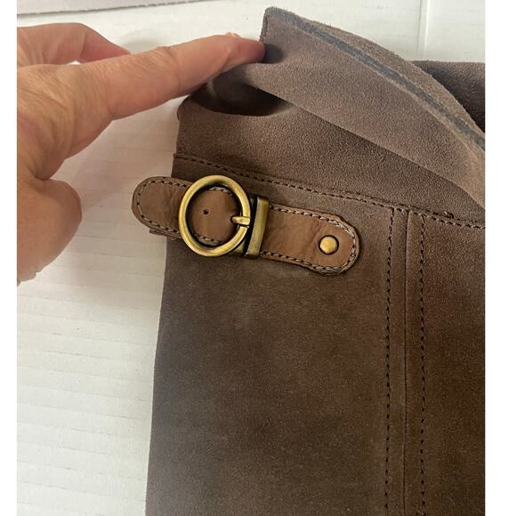 Women's Nicole Taupe Soft Leather High Heeled Fall Tall Boot Adj Strap Size 9M - Picture 5 of 7